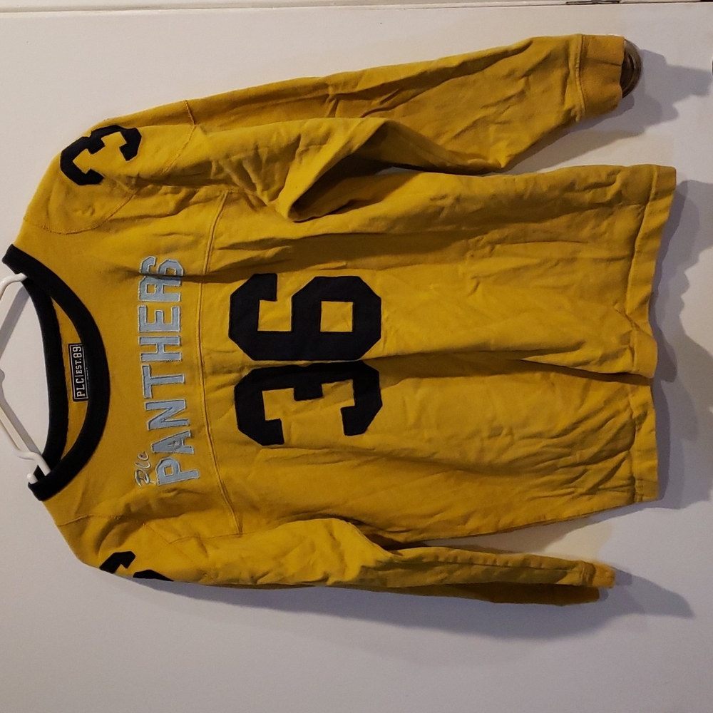 PLC mustard yellow Panthers long sleeved tee boys 14XL